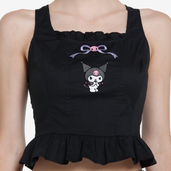 Kuromi Pom Pom Corset Top Hot Topic Sanrio Hello Kitty My Melody‎ - Picture 1 of 2
